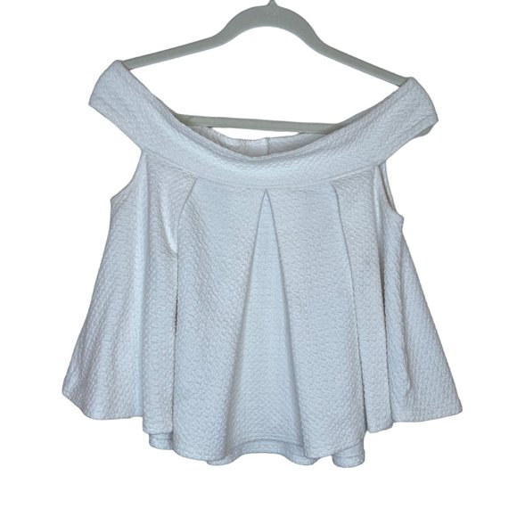 Free People Priscilla Off-Shoulder Ivory Pleated Swing Top, S - Picture 2 of 7